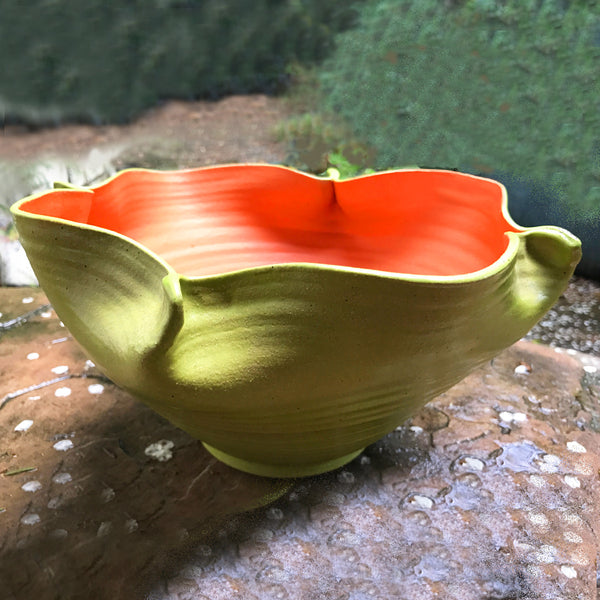 Large Tulip Bowl, Tangerine & Lime Matte - ZAN Home Decor