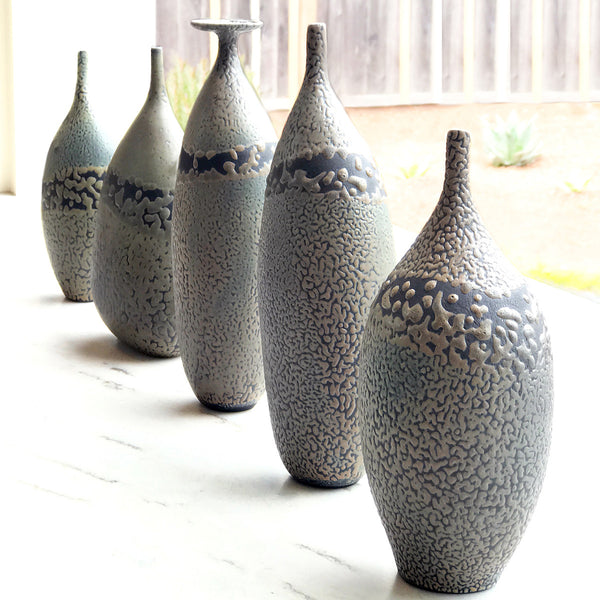 Moss Pebble-Textured Stem Vase - ZAN Home Decor